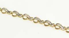 10K Yellow Gold Baguette Diamond Wavy Loop Link Tennis Bracelet