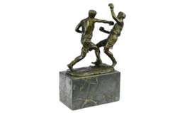 Last Round Boxing Bronze Statue on Marble Base Sculpture