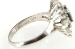 18K White Gold 1.88 Ctw Round Sapphire Diamond Halo Cocktail Ring