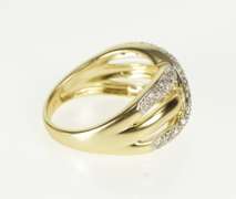 14K Yellow Gold Pave Diamond Encrusted Tiered Criss Cross Ring