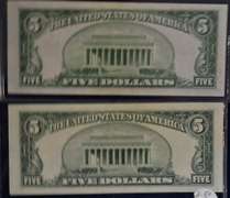 Lot of 2 UNC 5 Dollar Silver Certificates