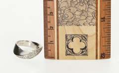 14K White Gold Diamond Inset Ornate Wave Mobius Streak Band Ring