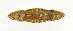 14K Yellow Gold Ornate Jasper Inset Milgrain Decorative Bar Pin/Brooch