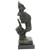 Silence Bronze Sculpture on Marble Base Figurine