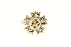 14K Yellow Gold Ornate Sigma Nu Fraternity Snake Star Enamel Ring