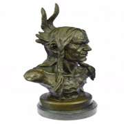 Native American Indian Warrior Chief Bronze Sculpture