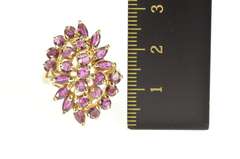 10K Yellow Gold Retro Ruby Cluster Cocktail Statement Ring