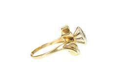 10K Yellow Gold Retro Marquise Raised Bypass Statement Ring