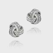 Sterling Silver Diamond Accent Love Knot Stud Earrings