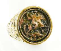 Vintage Men's Sterling Ring, Warrior on Horse, Size 12