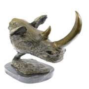 Rhino with Horn Bronze Sculpture