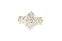 10K Yellow Gold Diamond Encrusted Cluster X Criss Cross Ring