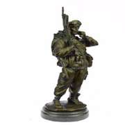 American Soldier Bronze Sculpture on Marble Base Figure