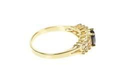 14K Yellow Gold Oval Syn. Sapphire Cubic Zirconia Statement Ring