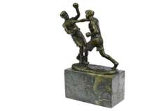 Last Round Boxing Bronze Statue on Marble Base Sculpture