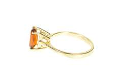 10K Yellow Gold Ornate 1950's Syn. Citrine Solitaire Cocktail Ring