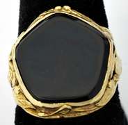 Unique Deep Red Chalcedony 14KT Gold Ring