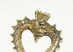 10K Yellow Gold Ornate Diamond Heart Love Valentine Gift Pendant