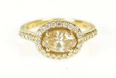 18K Yellow Gold 0.78 Ct Fancy Yellow Diamond Halo Engagement Ring