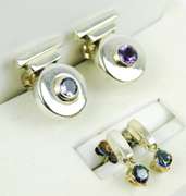 2 Pairs of Sterling Silver Gemstone Earrings
