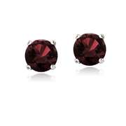 Sterling Silver 2ct Garnet 6mm Stud Earrings