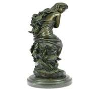 Nude Lady Bronze Statue on Marble Base Figurine