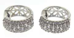 Sterling silver Pave Crystal Huggie Hoop