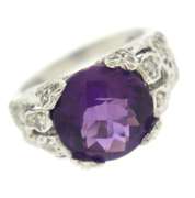 Festive White Gold Amethyst w Diamond Ring