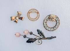 Vintage 12KT & 14KT Gold Filled Pin Brooches, 4 Pc Lot