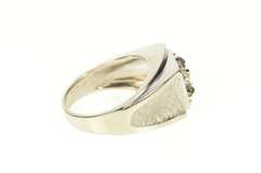 14K White Gold Men's 0.18 Ct Diamond Squared 1960's Wedding Ring