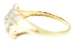 10K Yellow Gold Textured Diamond Accent Cluster Bypass Ring