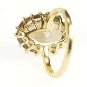 14K Yellow Gold Oval Smoky Quartz Retro Solitaire Cocktail Ring