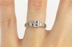 Platinum 1.02 Asscher E VS1 1.52 Ctw Diamond Engagement Ring