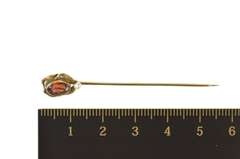 14K Yellow Gold Victorian Oval Garnet Seed Pearl Wavy Pin/Brooch