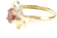 10K Yellow Gold Oval Garnet Diamond Accent Bypass Ring