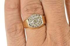 14K Yellow Gold 0.89 Ctw Diamond Men's 1960's Retro Statement Ring