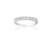 Sterling Silver White Topaz Semi-Eternity Band Ring