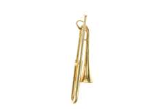 14K Yellow Gold Articulated Trombone Musical Instrument Charm/Pendant