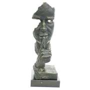 Silence Bronze Sculpture on Marble Base Figurine