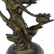 Art Nouveau Lady Candelabra Bronze Sculpture
