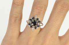 18K White Gold 1.88 Ctw Round Sapphire Diamond Halo Cocktail Ring