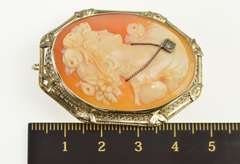 14K White Gold Diamond Necklace Cameo Victorian Filigree Pendant/Pin