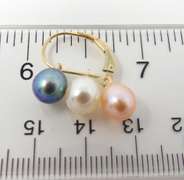 Fabulous 14kt YG 3-Pearl Dangle Lever Back Earrings