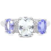 Aquamarine & Tanzanite Sterling Silver Ring