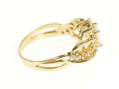 14K Yellow Gold Pear Opal Cubic Zirconia Statement Wavy Ring