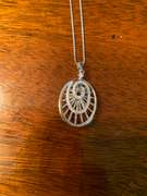 Sterling Silver Swirl Pendant Necklace with White Gemstones