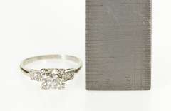 14K White Gold 1.00 Ctw Classic Three Diamond Engagement Ring
