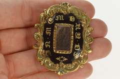 Gold Filled Ornate Victorian Memento Mori Mourning Pin/Brooch