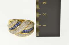 18K Yellow Gold 1.83 Ctw Wavy Baguette Diamond Pave Diamond Ring