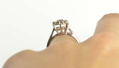 14K White Gold Round Diamond Cluster Classic Engagement Ring